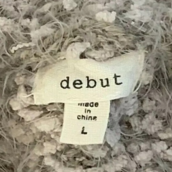 Debut Knit Grandma Sweater Open Front Cardigan Eyelash Chunky Pockets Size L - Picture 5 of 10